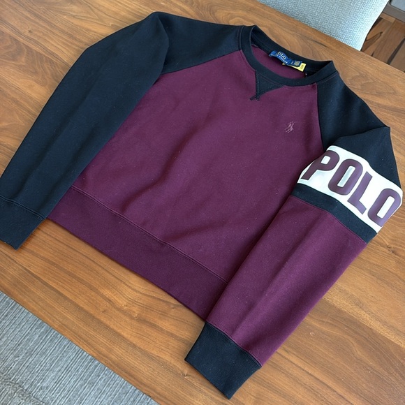 Polo Ralph Lauren Double Knit Tech Crop Color-block Logo Sweatshirt Size Small - Picture 7 of 10